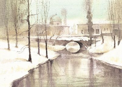 油画-相映 雪景,装饰画