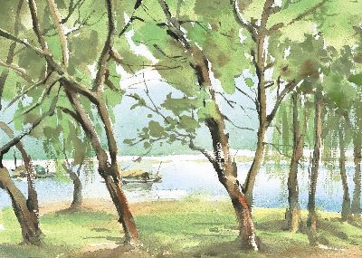 油画-绿树成荫三 夏天,装饰画